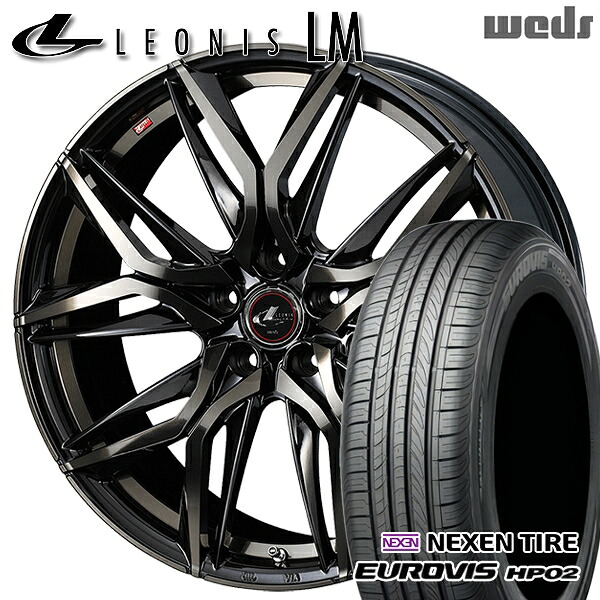 【取付対象】C27セレナ 195/65R15 ネクセン ロードストーン ユーロビズ HP02 Weds レオニス LM PBMC/TI (パールブラック ミラーカット/チタントップ) 15インチ 6.0J 5H114.3 +43 サマータイヤホイールセット ｜エムオートギャラリー