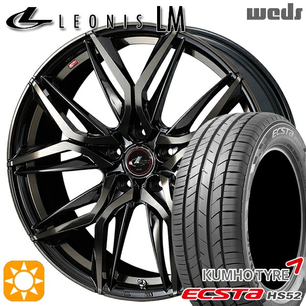 【取付対象】C-HR カローラクロス 215/60R17 100V XL クムホ エクスタ HS52 Weds レオニス LM PBMC/TI (パールブラック ミラーカット/チタントップ) 17インチ 7.0J 5H114.3 サマータイヤホイールセット
