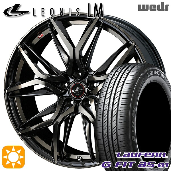 【取付対象】フリード 185/65R15 88H ラウフェン G FIT as-01 LH42 Weds レオニス LM PBMC/TI (パールブラック ミラーカット/チタントップ) 15インチ 6.0J 5H114.3 +50 サマータイヤホイールセット