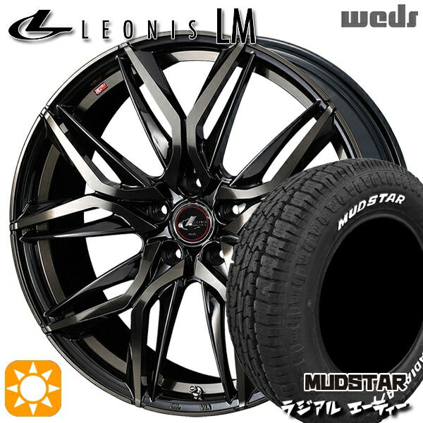 【取付対象】205/60R16 96H マッドスター ラジアル A/T ホワイトレター Weds レオニス LM PBMC/TI (パールブラック ミラーカット/チタントップ) 16インチ 6.5J 5H114.3 サマータイヤホイールセット