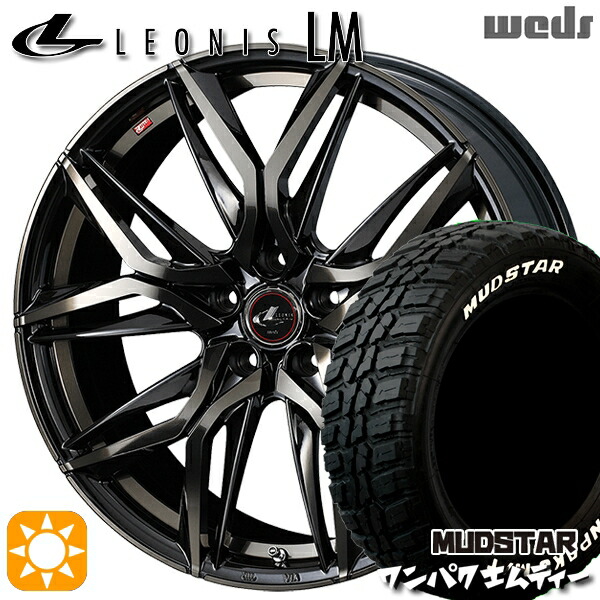 【取付対象】235/70R16 106S WL マッドスター ワンパク M/T ホワイトレター Weds レオニス LM PBMC/TI (パールブラック ミラーカット/チタントップ) 16インチ 6.5J 5H114.3 サマータイヤホイールセット