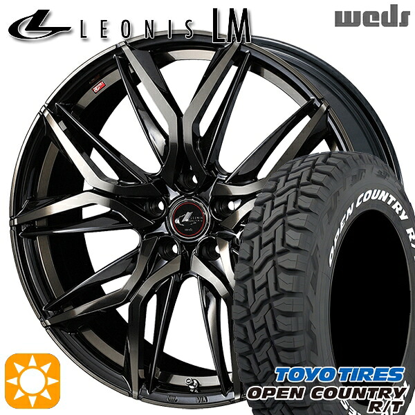 【取付対象】235/70R16 106Q トーヨー オープンカントリー R/T ホワイトレター Weds レオニス LM PBMC/TI (パールブラック ミラーカット/チタントップ) 16インチ 6.5J 5H114.3 サマータイヤホイールセット ｜エムオートギャラリー