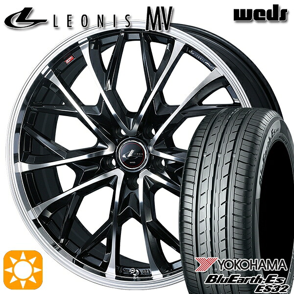 【取付対象】225/35R19 84W ヨコハマ ブルーアース ES32 Weds レオニス MV PBMC (パールブラック/ミラーカット) 19インチ 7.5J 5H114.3 サマータイヤホイールセット