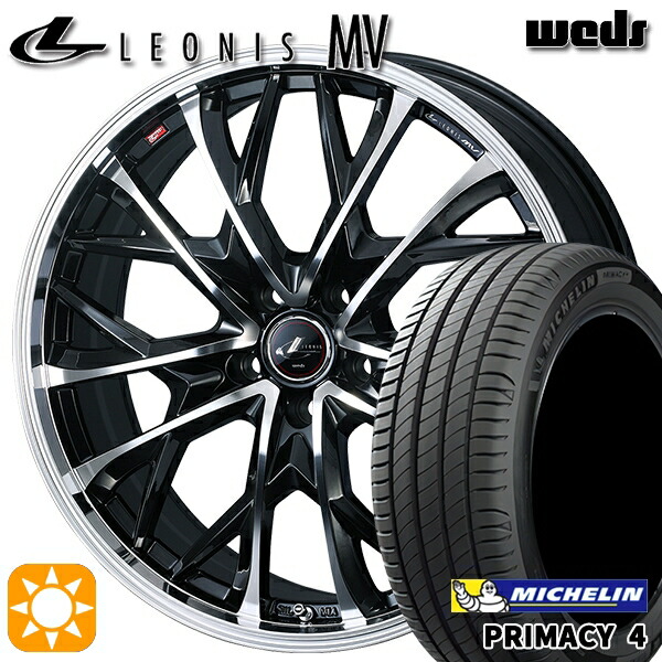 【取付対象】195/60R16 93V XL ミシュラン プライマシー4 Weds レオニス MV PBMC (パールブラック/ミラーカット) 16インチ 6.5J 5H114.3 サマータイヤホイールセット