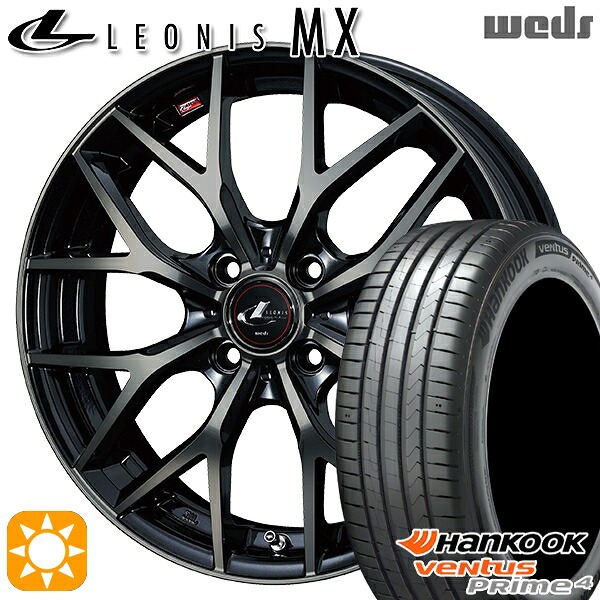 【取付対象】185/55R16 83H ハンコック veNtus PRime4 K135 Weds レオニス MX PBMC/TI (パールブラック ミラーカット/チタントップ) 16インチ 6.0J 4H100 サマータイヤホイールセット