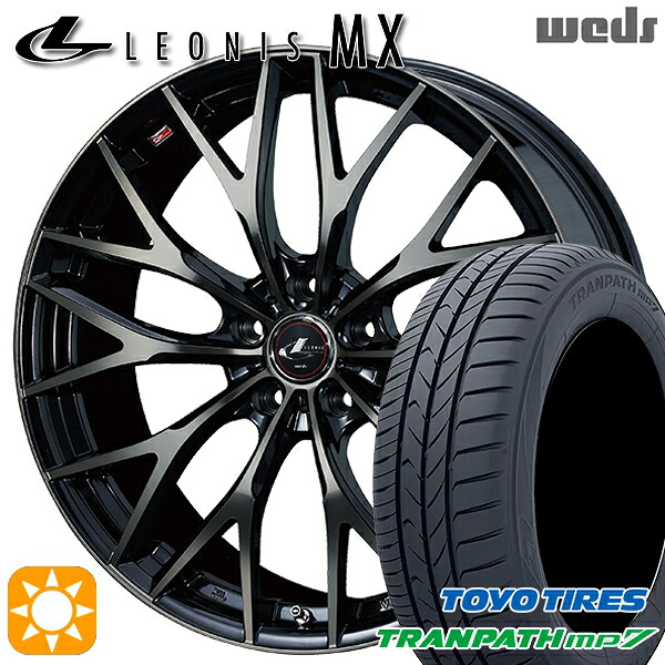 【取付対象】80ノア/ヴォクシー 195/65R15 91H トーヨー トランパス mp7 Weds レオニス MX PBMC/TI (パールブラック ミラーカット/チタントップ) 15インチ 6.0J 5H114.3 +50 サマータイヤホイールセット