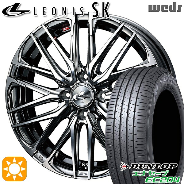 【取付対象】アクア ヤリス 195/50R16 88V XL ダンロップ エナセーブ EC204 Weds レオニス SK BMCMC (ブラックメタルコート ミラーカット) 16インチ 6.0J 4H100 サマータイヤホイールセット