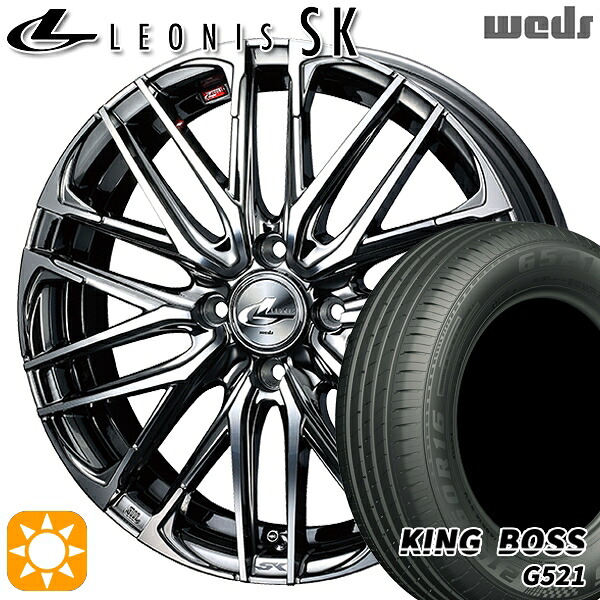 【取付対象】ライズ ロッキー 205/60R16 92V キングボス G521 Weds レオニス SK BMCMC (ブラックメタルコート ミラーカット) 16インチ 6.0J 4H100 サマータイヤホイールセット