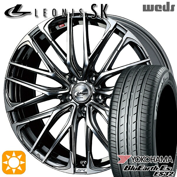 【取付対象】215/45R18 93W ヨコハマ ブルーアース ES32 Weds レオニス SK BMCMC (ブラックメタルコート ミラーカット) 18インチ 7.0J 5H114.3 サマータイヤホイールセット