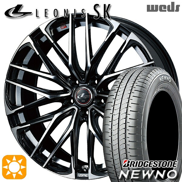 【取付対象】185/60R15 84H ブリヂストン ニューノ Weds レオニス SK PBMC (パールブラック ミラーカット) 15インチ 6.0J 5H100 サマータイヤホイールセット