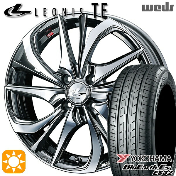 【取付対象】ウェイク 165/55R15 75V ヨコハマ ブルーアース ES32 Weds レオニス TE BMCMC (ブラックメタルコート/ミラーカット) 15インチ 4.5J 4H100 サマータイヤホイールセット