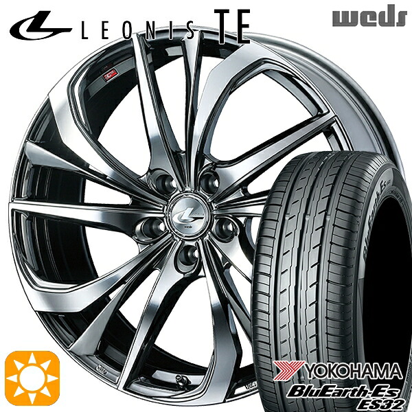 【取付対象】C-HR カローラクロス 215/60R17 96H ヨコハマ ブルーアース ES32 Weds レオニス TE BMCMC (ブラックメタルコート/ミラーカット) 17インチ 7.0J 5H114.3 サマータイヤホイールセット