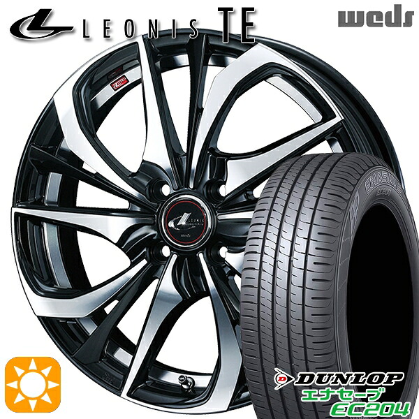 【取付対象】タフト 165/65R15 81Q ダンロップ エナセーブ EC204 Weds レオニス TE PBMC (パールブラック ミラーカット) 15インチ 4.5J 4H100 サマータイヤホイールセット