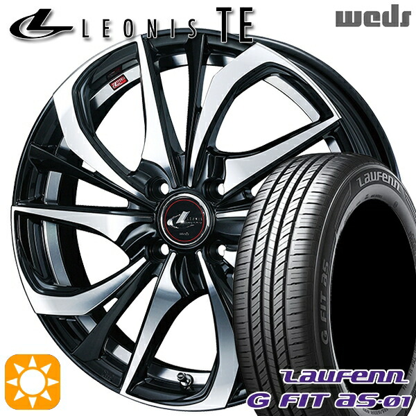 【取付対象】マツダ2 ノート 195/55R16 87V ラウフェン G FIT as-01 LH42 Weds レオニス TE PBMC (パールブラック ミラーカット) 16インチ 6.0J 4H100 サマータイヤホイールセット