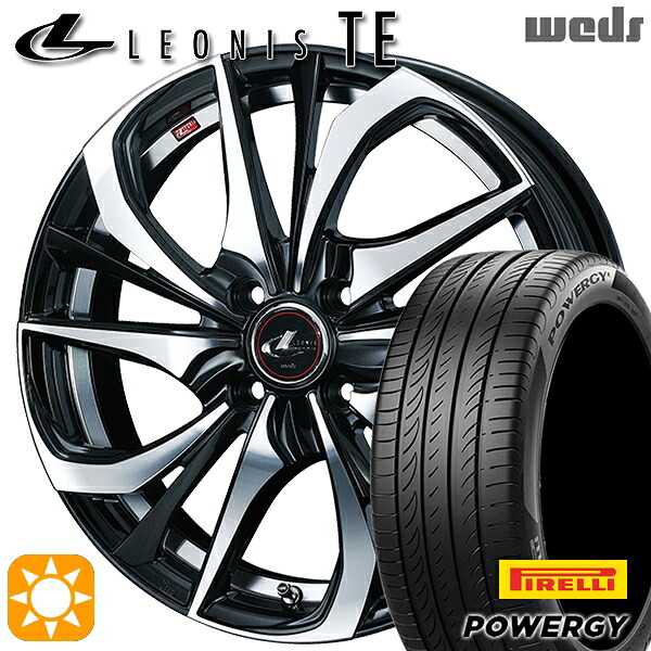 【取付対象】アクア ヤリス 185/60R15 84H ピレリ パワジー Weds レオニス TE PBMC (パールブラック ミラーカット) 15インチ 5.5J 4H100 +43サマータイヤホイールセット |エムオートギャラリー