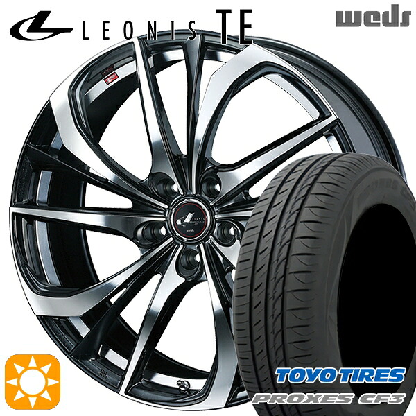 【取付対象】マークX スカイライン 225/45R18 95W XL トーヨー プロクセス CF3 Weds レオニス TE PBMC (パールブラック ミラーカット) 18インチ 7.0J 5H114.3 サマータイヤホイールセット |エムオートギャラリー