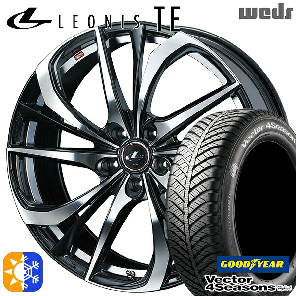 アルファード ヴェルファイア 235/50R18 101H XL グッドイヤー ベクター フォーシーズンズ Weds ウェッズ レオニス TE 18インチ 8.0J 5H114.3 PBMC (パールブラック ミラーカット) オールシーズンタイヤホイールセット |エムオートギャラリー