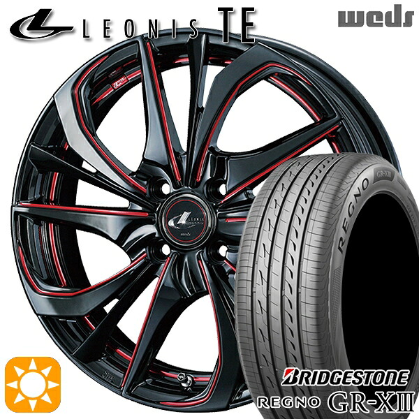 【取付対象】165/60R15 77H ブリヂストン レグノ GR-X3 Weds レオニス TE BK/SC[RED] (ブラック/SCマシニング[レッド]) 15インチ 4.5J 4H100 サマータイヤホイールセット