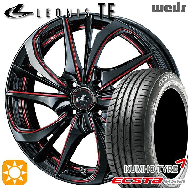 【取付対象】165/50R15 73V クムホ エクスタ HS51 Weds レオニス TE BK/SC[RED] (ブラック/SCマシニング[レッド]) 15インチ 4.5J 4H100 サマータイヤホイールセット ｜エムオートギャラリー