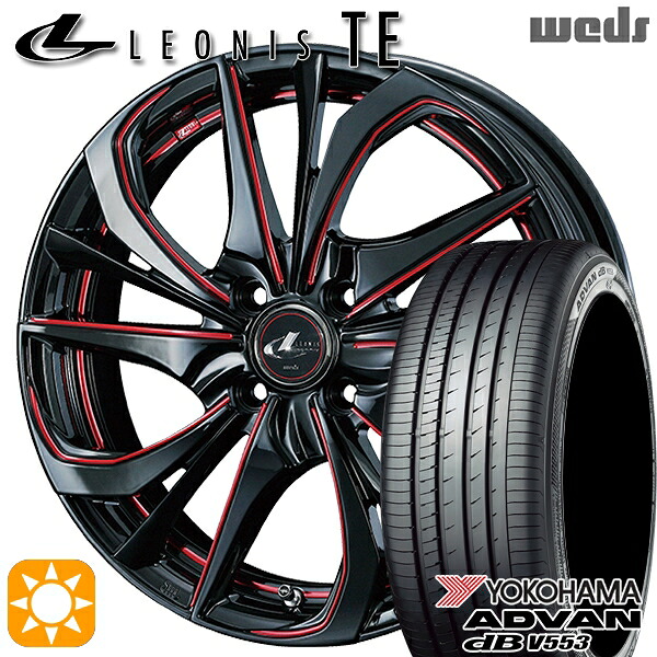 【取付対象】165/55R15 75V ヨコハマ アドバンデシベル V553 Weds レオニス TE BK/SC[RED] (ブラック/SCマシニング[レッド]) 15インチ 4.5J 4H100 サマータイヤホイールセット