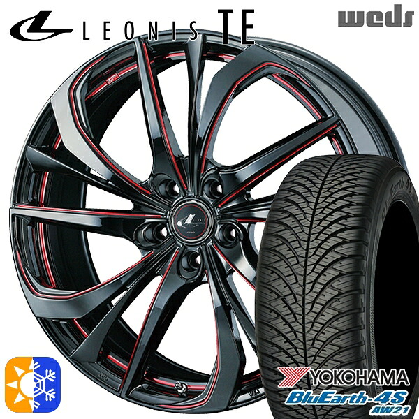 アルファード ヴェルファイア 235/50R18 101Y XL ヨコハマ ブルーアース 4S AW21 Weds レオニス TE BK/SC[RED] (ブラック/SCマシニング[レッド]) 18インチ 7.0J 5H114.3 オールシーズンタイヤホイールセット ｜エムオートギャラリー