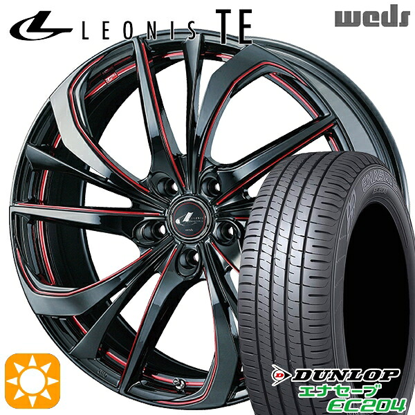 【取付対象】C-HR カローラクロス 215/60R17 96V ダンロップ エナセーブ EC204 Weds レオニス TE BK/SC[RED] (ブラック/SCマシニング[レッド]) 17インチ 7.0J 5H114.3 サマータイヤホイールセット