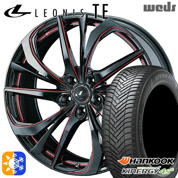 205/50R17 93W XL ハンコック KInERGy 4s 2 (H750) Weds レオニス TE BK/SC[RED] (ブラック/SCマシニング[レッド]) 17インチ 7.0J 5H114.3 オールシーズンタイヤホイールセット