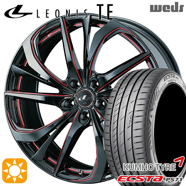 【取付対象】アルファード ヴェルファイア 235/50R18 101W XL クムホ エクスタ PS71 Weds レオニス TE BK/SC[RED] (ブラック/SCマシニング[レッド]) 18インチ 8.0J 5H114.3 サマータイヤホイールセット