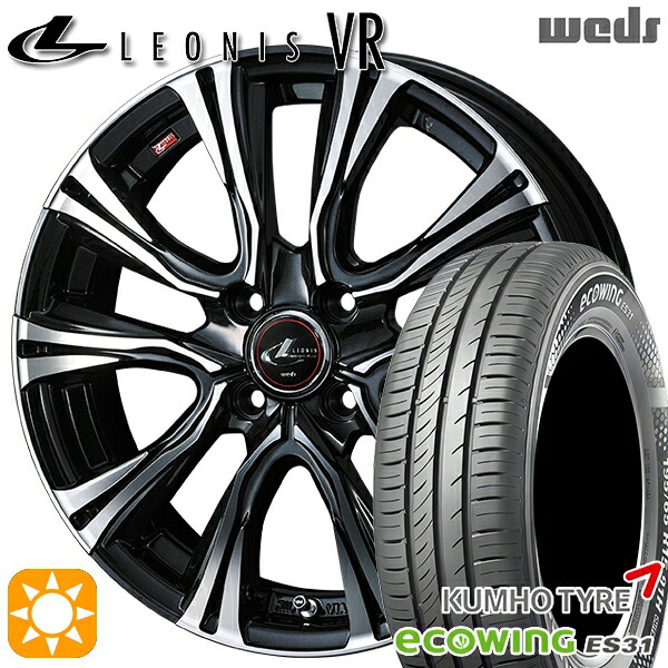 【取付対象】フィット 185/60R15 84H クムホ エコウィング ES31 Weds レオニス VR PBMC 15インチ 5.5J 4H100 +50 サマータイヤホイールセット
