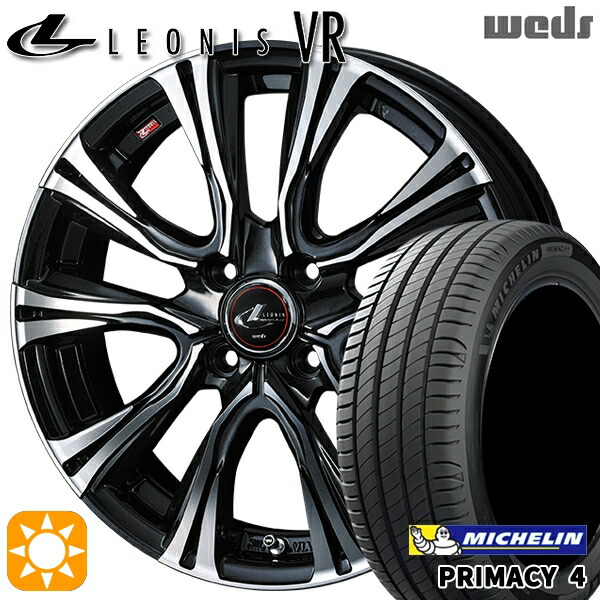 【取付対象】フィット 185/60R15 88H XL ミシュラン プライマシー4 Weds レオニス VR PBMC 15インチ 5.5J 4H100 +50 サマータイヤホイールセット