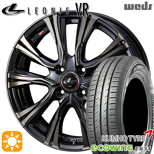 【取付対象】フィット 175/65R15 84H クムホ エコウィング ES31 Weds レオニス VR PBMC/TI 15インチ 5.5J 4H100 +50 サマータイヤホイールセット