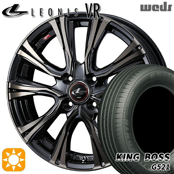 【取付対象】アクア ヤリス 185/60R15 84H キングボス G521 Weds レオニス VR PBMC/TI 15インチ 5.5J 4H100 +43サマータイヤホイールセット |エムオートギャラリー