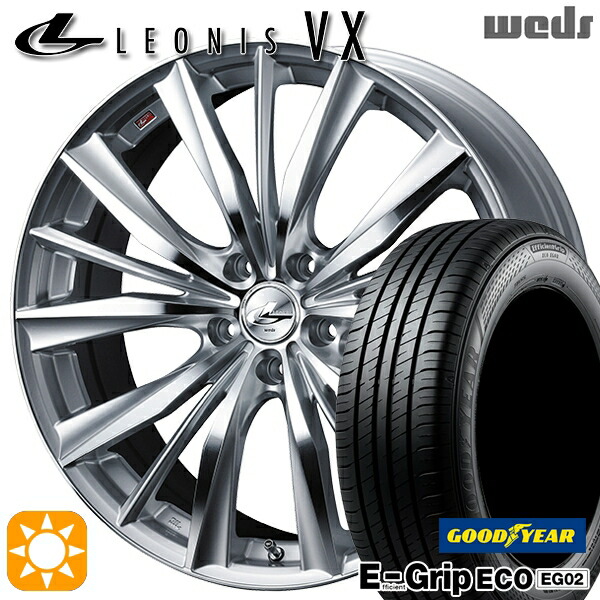 【取付対象】80ノア/ヴォクシー 195/65R15 91H グッドイヤー エフィシェントグリップ EG02 Weds レオニス VX HSMC (ハイパーシルバー ミラーカット) 15インチ 6.0J 5H114.3 +50 サマータイヤホイールセット