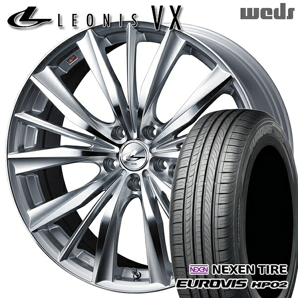 【取付対象】C27セレナ 195/65R15 ネクセン ロードストーン ユーロビズ HP02 Weds レオニス VX HSMC (ハイパーシルバー ミラーカット) 15インチ 6.0J 5H114.3 +43 サマータイヤホイールセット |エムオートギャラリー