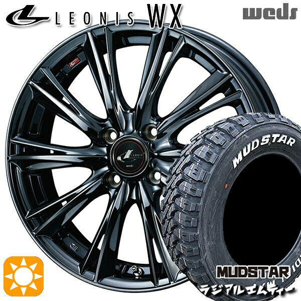 【取付対象】215/70R16 100T マッドスター ラジアル M/T ホワイトレター Weds レオニス WX 16インチ 6.0J 4H100 BMC1（ブラックメタルコート ワン） サマータイヤホイールセット