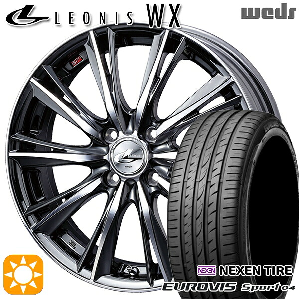 【取付対象】165/60R14 75H ロードストーン ユーロビズ Sport 04 Weds レオニス WX BMCMC (ブラックメタルコート ミラーカット) 14インチ 4.5J 4H100 サマータイヤホイールセット