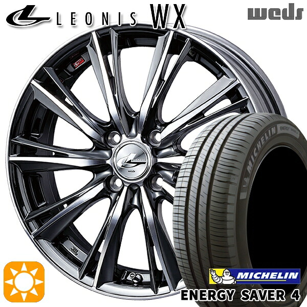 【取付対象】アクア ヤリス 195/50R16 88V XL ミシュラン エナジーセイバー4 Weds レオニス WX BMCMC (ブラックメタルコート ミラーカット) 16インチ 6.0J 4H100 サマータイヤホイールセット ｜エムオートギャラリー