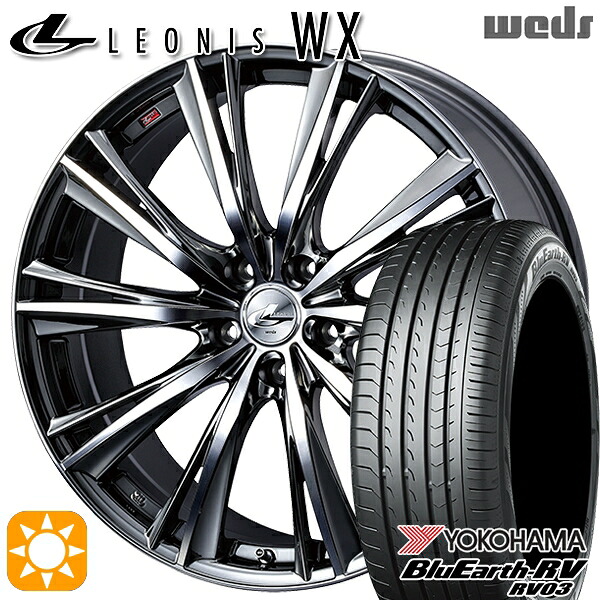 【取付対象】アウトランダー デリカD5 225/55R18 98V ヨコハマ ブルーアース RV03 Weds レオニス WX BMCMC (ブラックメタルコート ミラーカット) 18インチ 7.0J 5H114.3 サマータイヤホイールセット