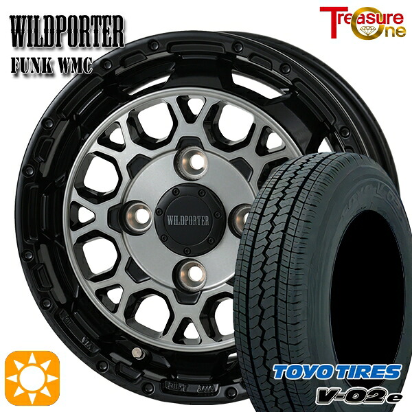 【取付対象】軽トラ 145/80R12 80/78N トーヨー V02E V-02E トレジャーワン ワイルドポーター ファンク WMC BP/BC 12インチ 4.0J 4H100 サマータイヤホイールセット
