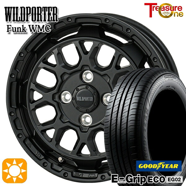 【取付対象】155/65R14 75S グッドイヤー エフィシェントグリップ エコ EG02 トレジャーワン ワイルドポーター ファンク WMC MBK 14インチ 4.5J 4H100 サマータイヤホイールセット |エムオートギャラリー