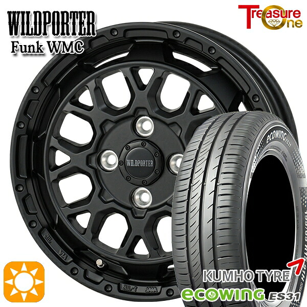 【取付対象】155/65R14 75T クムホ エコウィング ES31 トレジャーワン ワイルドポーター ファンク WMC MBK 14インチ 4.5J 4H100 サマータイヤホイールセット