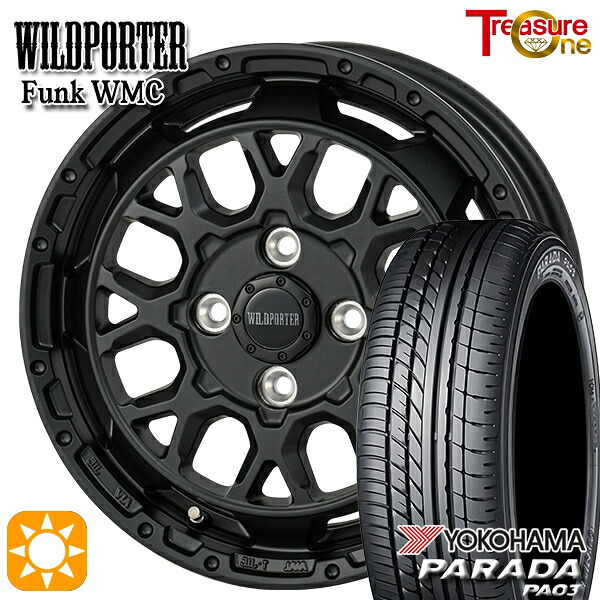 【取付対象】軽トラ 165/55R14C 95/93N ヨコハマ パラダ PA03 トレジャーワン ワイルドポーター ファンク WMC MBK 14インチ 4.5J 4H100 サマータイヤホイールセット