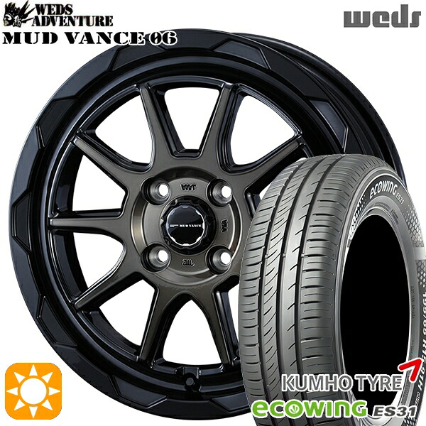 【取付対象】155/65R14 75T クムホ エコウィング ES31 Weds マッドヴァンス06 ブラックポリッシュブロンズクリア 14インチ 4.5J 4H100 サマータイヤホイールセット ｜エムオートギャラリー