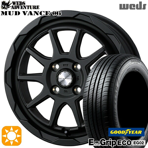 【取付対象】ライズ ロッキー 195/65R16 92V グッドイヤー エフィシェントグリップ EG02 Weds マッドヴァンス06 フルマットブラック 16インチ 6.0J 4H100 サマータイヤホイールセット