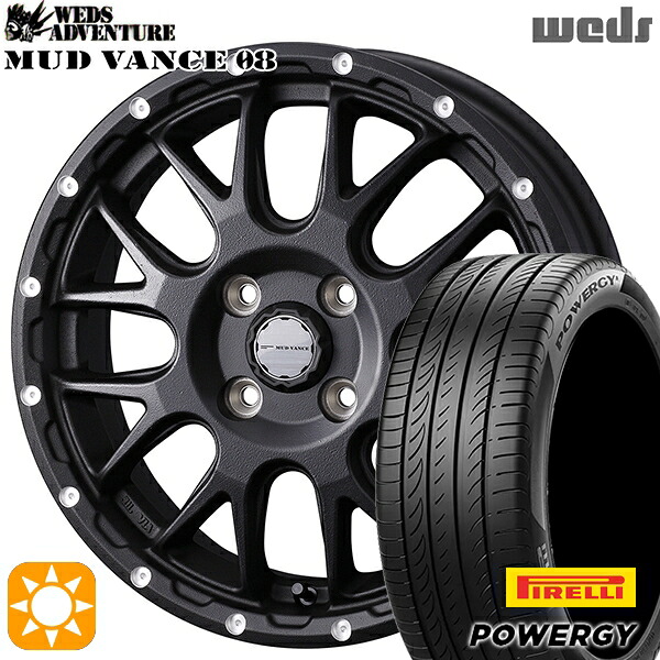 【取付対象】165/55R15 75H ピレリ パワジー Weds マッドヴァンス08 フリントブラック 15インチ 4.5J 4H100 サマータイヤホイールセット ｜エムオートギャラリー