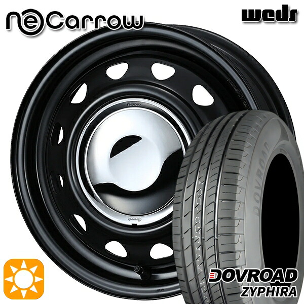 【取付対象】155/65R14 75T DOVROAD ザイファイラ Weds ネオキャロ セミマットブラック/クロームキャップ 14インチ 4.5J 4H100 +45 サマータイヤホイールセット |エムオートギャラリー