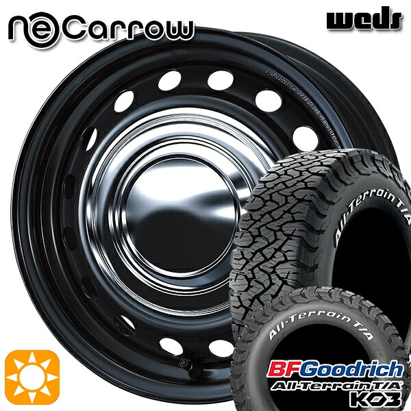 【取付対象】200系ハイエース 195/80R15 107S RWL BFグッドリッチ オールテレーン T/A KO3 Weds ウェッズ ネオキャロ セミマットブラック/クロームキャップ 15インチ 6.0J 6H139.7 +35 サマータイヤホイールセット