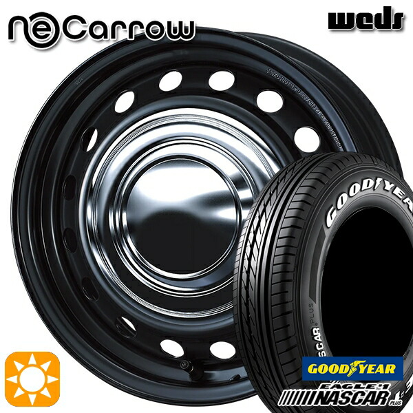 【取付対象】200系ハイエース 195/80R15 107/105N グッドイヤー ナスカープラス Weds ウェッズ ネオキャロ セミマットブラック/クロームキャップ 15インチ 6.0J 6H139.7 +35 サマータイヤホイールセット 64,295円