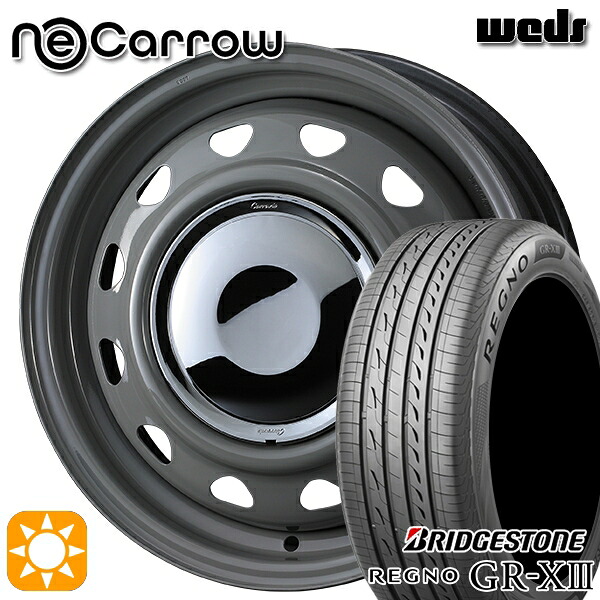 【取付対象】155/65R14 75H ブリヂストン レグノ GRX3 Weds ウェッズ ネオキャロ グレー/クロームキャップ 14インチ 4.5J 4H100 +45 サマータイヤホイールセット