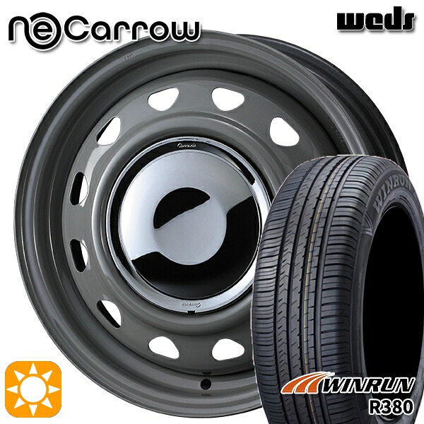 【取付対象】165/65R14 79T ウィンラン R380 Weds ウェッズ ネオキャロ グレー/クロームキャップ 14インチ 4.5J 4H100 +45 サマータイヤホイールセット |エムオートギャラリー